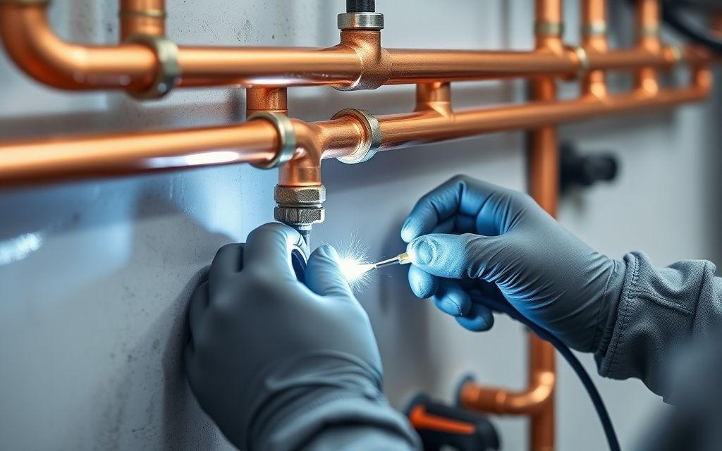 Copper pipework installation